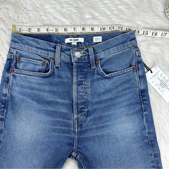 Re/Done Women's NWT 90s High Rise Ankle Crop Regal Dark Crystal Jeans W26-27/L27 - Picture 8 of 11